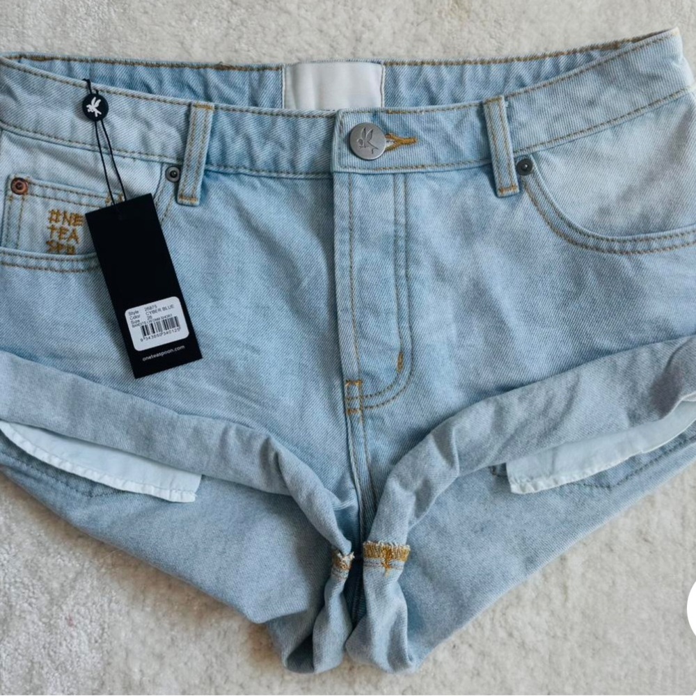 One Teaspoon Light Wash Jean Shorts